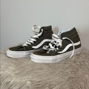 Vans Green and White High-Top Sneakers